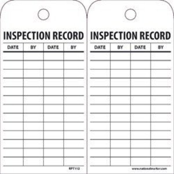 Nmc TAGS, INSPECTION RECORD, 6X3,  RPT112G